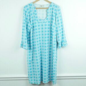 Katherine Way 2XL Dress Blue Shift Nautical Resort Preppy Golf Southern Brunch